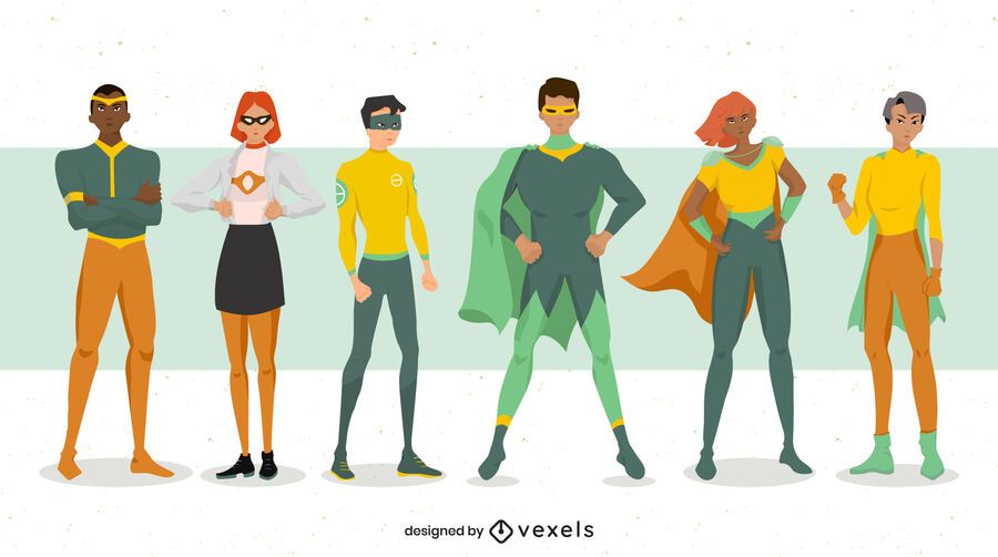 Superhero poses character set Superhero poses character set