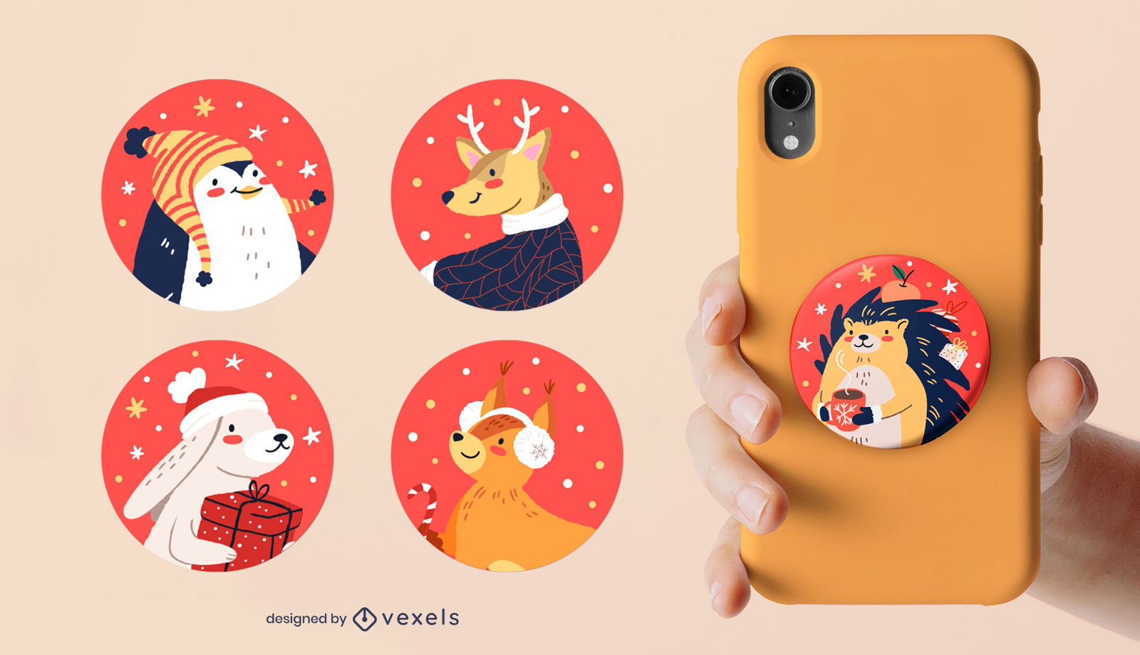 Weihnachts-Tier-Popsocket-Set