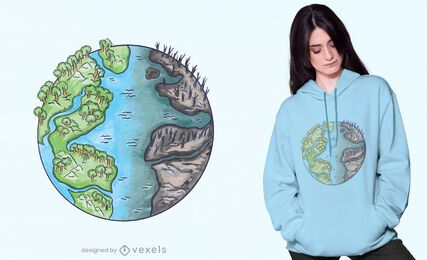Diseño de camiseta de ambiente dividido. Diseño de camiseta de ambiente dividido.