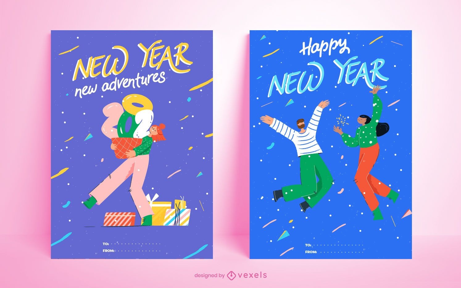 Conjunto de cartões de feliz ano novo 2021