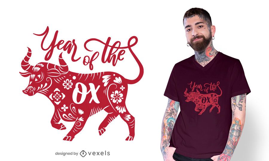 Diseño de camiseta año del buey. Diseño de camiseta año del buey.