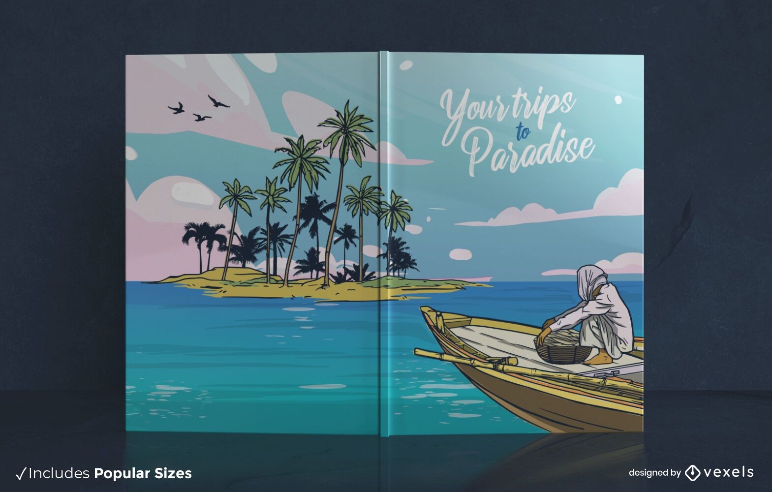 Design de capa de livro de viagens ao para?so