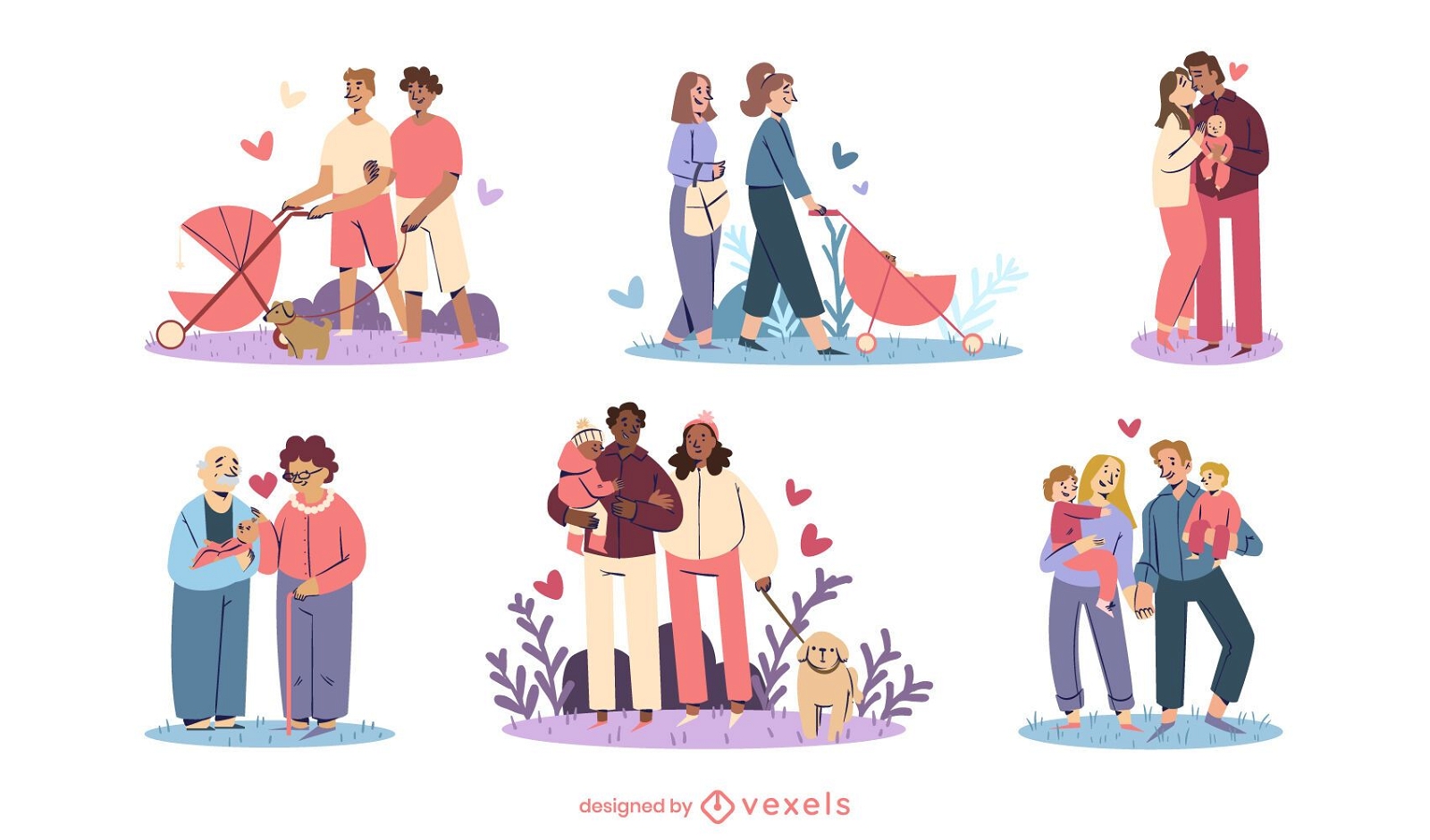 Families illustration design set