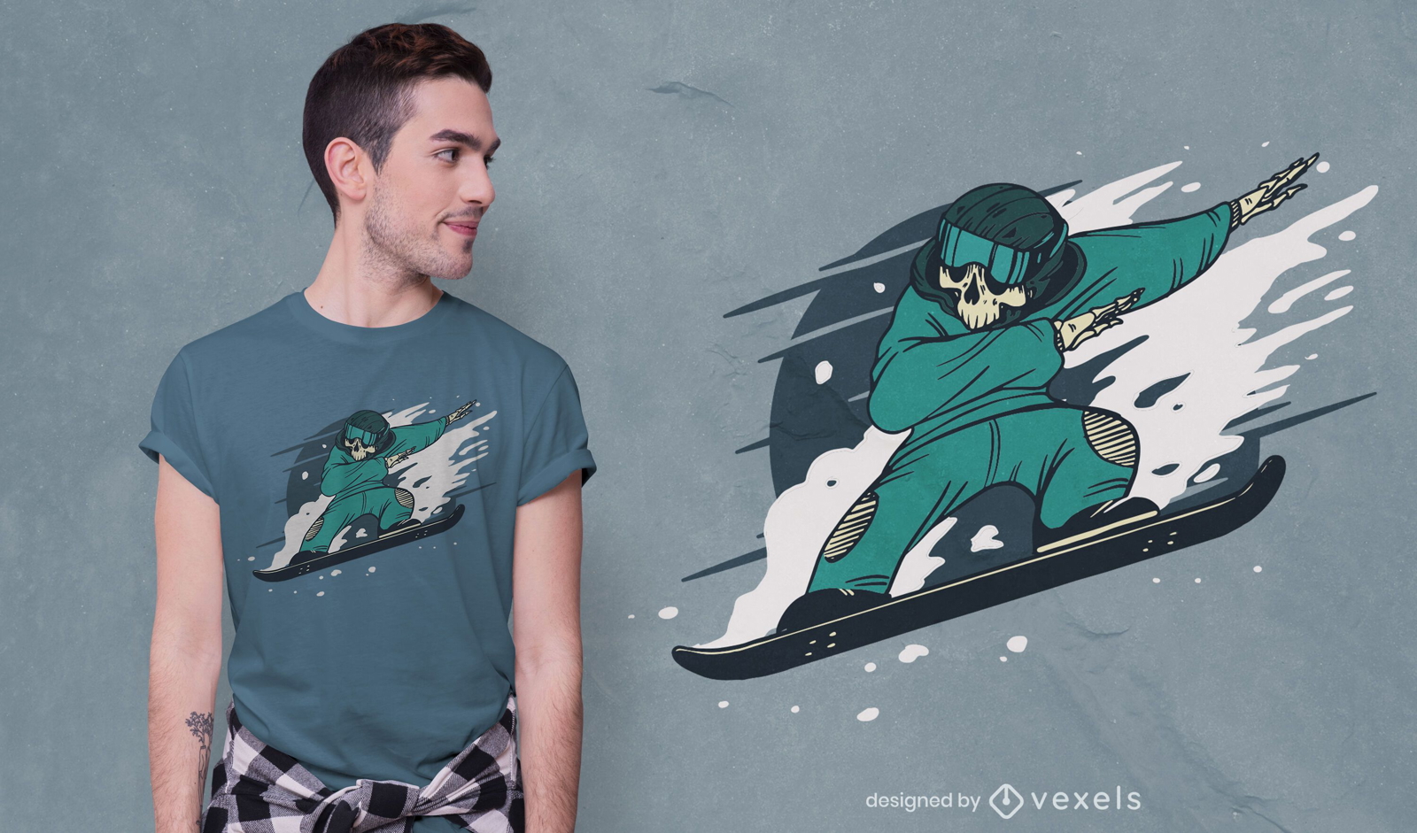 Snowboard Skelett T-Shirt Design