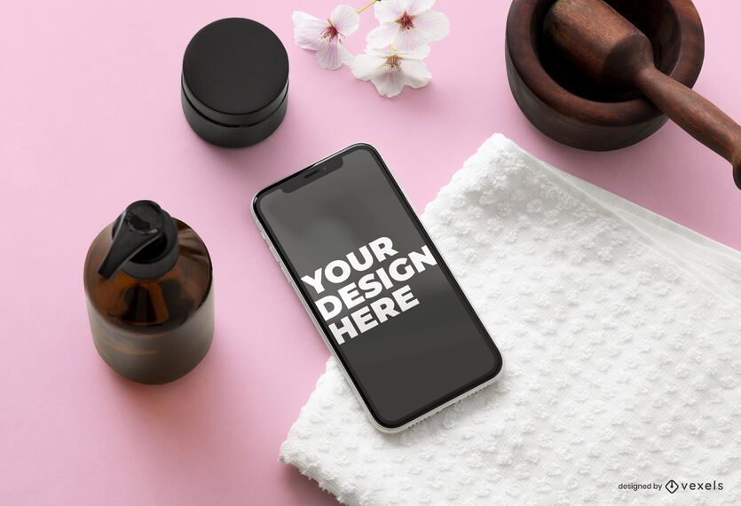 Composição de maquete de beleza para iphone Composição de maquete de beleza para iphone