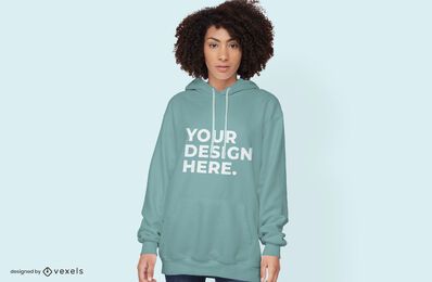 Weibliches Modell Hoodie Mockup Design psd