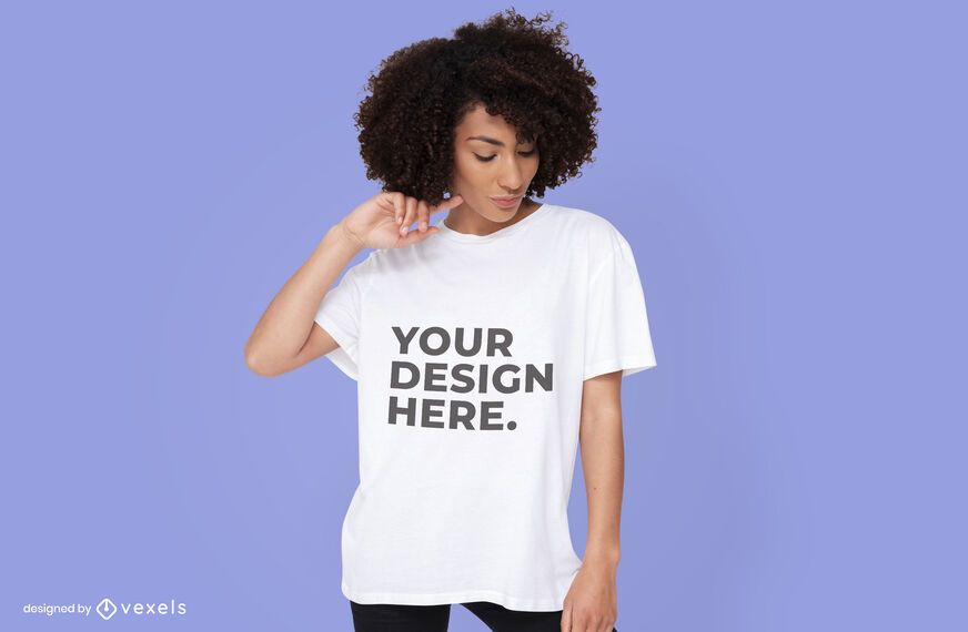 Mujer con diseño de maqueta de camiseta Mujer con diseño de maqueta de camiseta