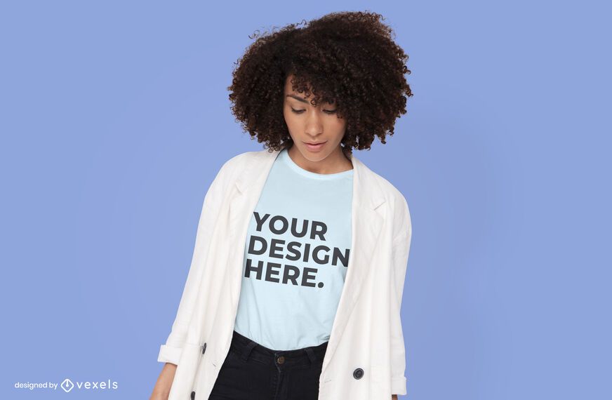 Model with cardigan t-shirt mockup design Model with cardigan t-shirt mockup design