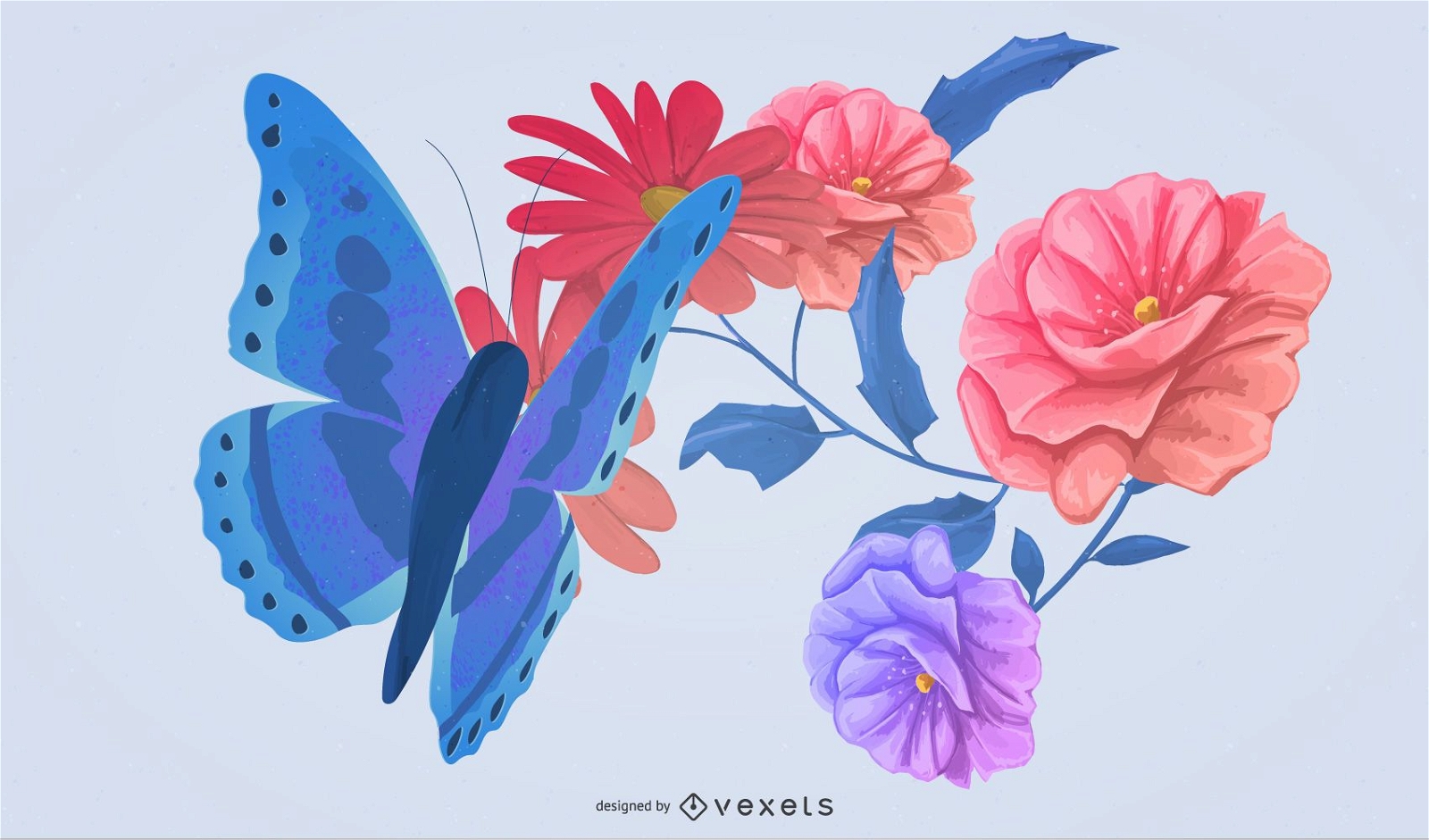 Schmetterlinge und Blumen Illustration Design
