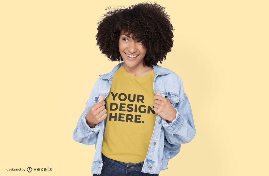 Modelo com design de maquete de jaqueta e camiseta Modelo com design de maquete de jaqueta e camiseta