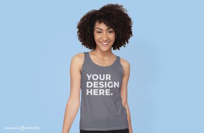 Mujer con diseño de maqueta de camiseta sin mangas Mujer con diseño de maqueta de camiseta sin mangas