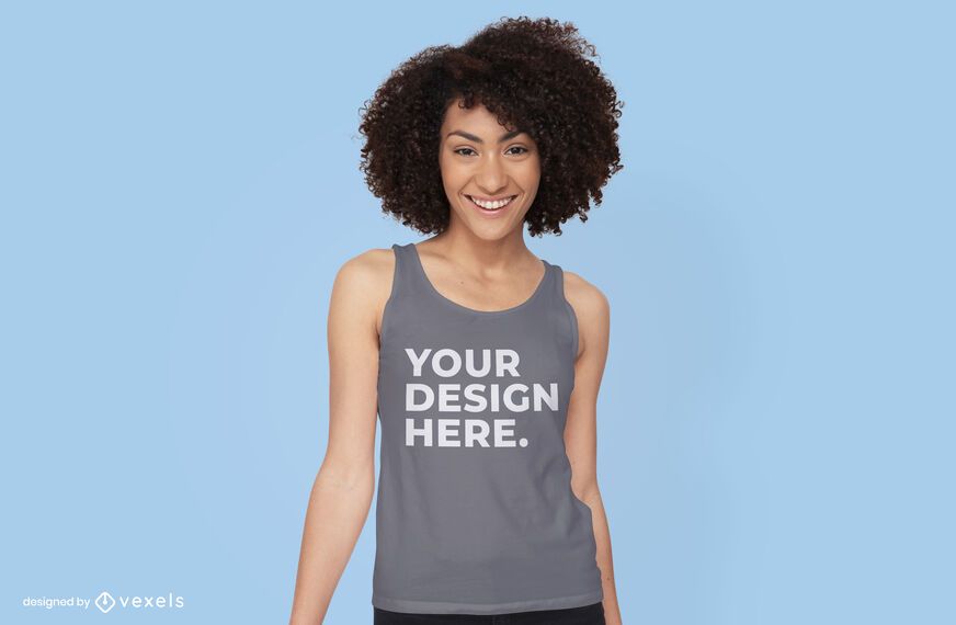 Mujer con diseño de maqueta de camiseta sin mangas Mujer con diseño de maqueta de camiseta sin mangas