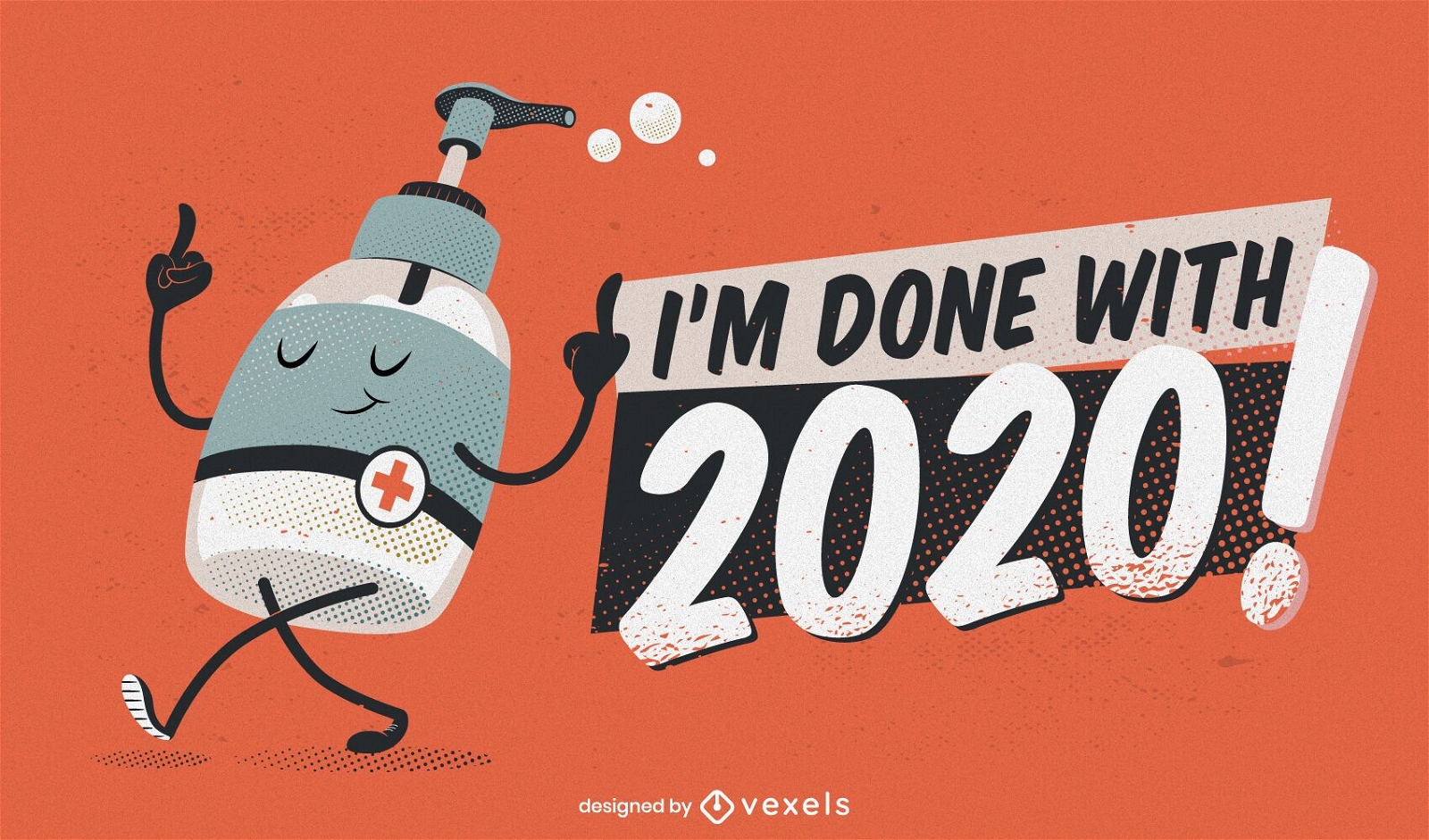 Fertig mit 2020 lustigem Illustrationsdesign