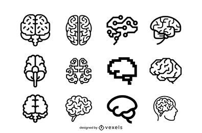Brain icons stroke set Brain icons stroke set