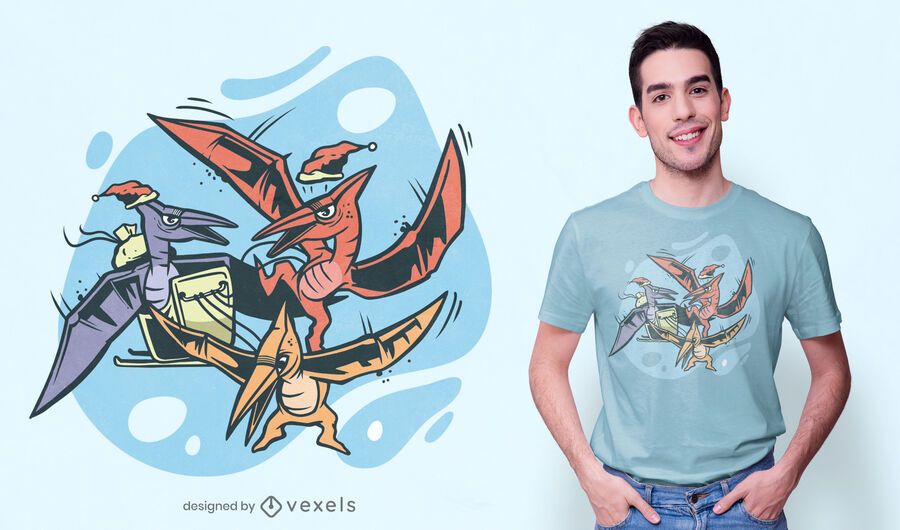 Pterodactyl sleigh t-shirt design Pterodactyl sleigh t-shirt design