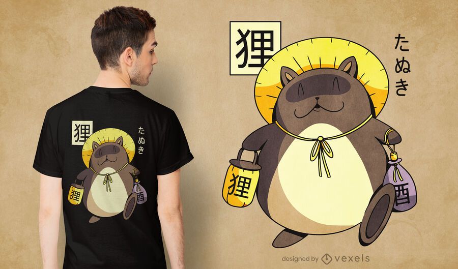 Diseño de camiseta Tanuki yokai Diseño de camiseta Tanuki yokai