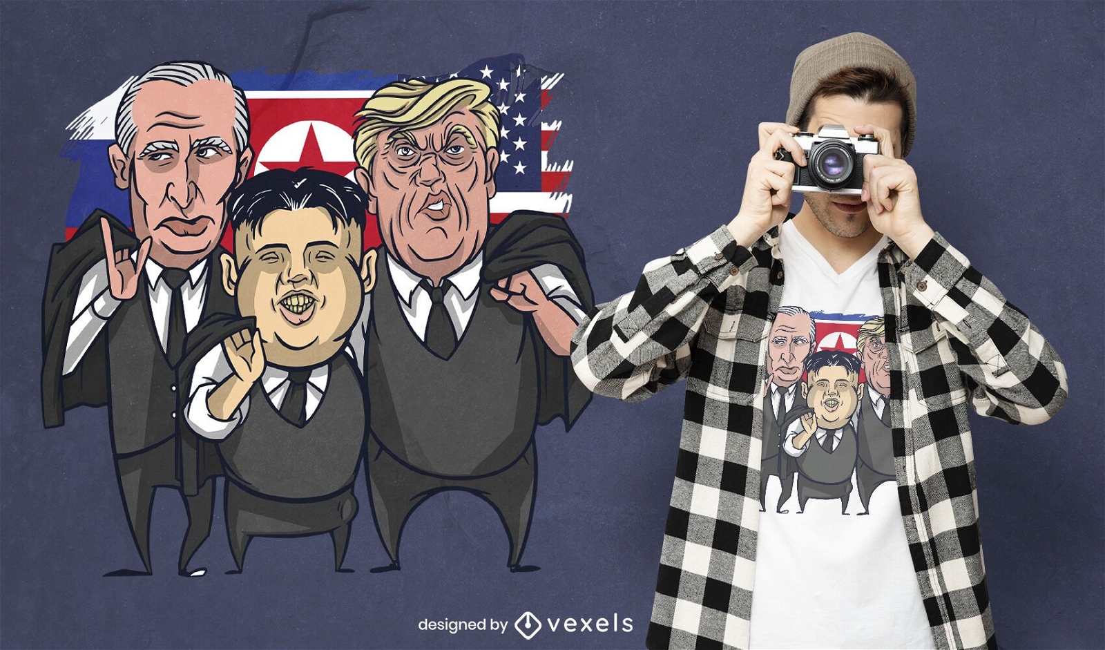 Design de camiseta Putin Kim Trump