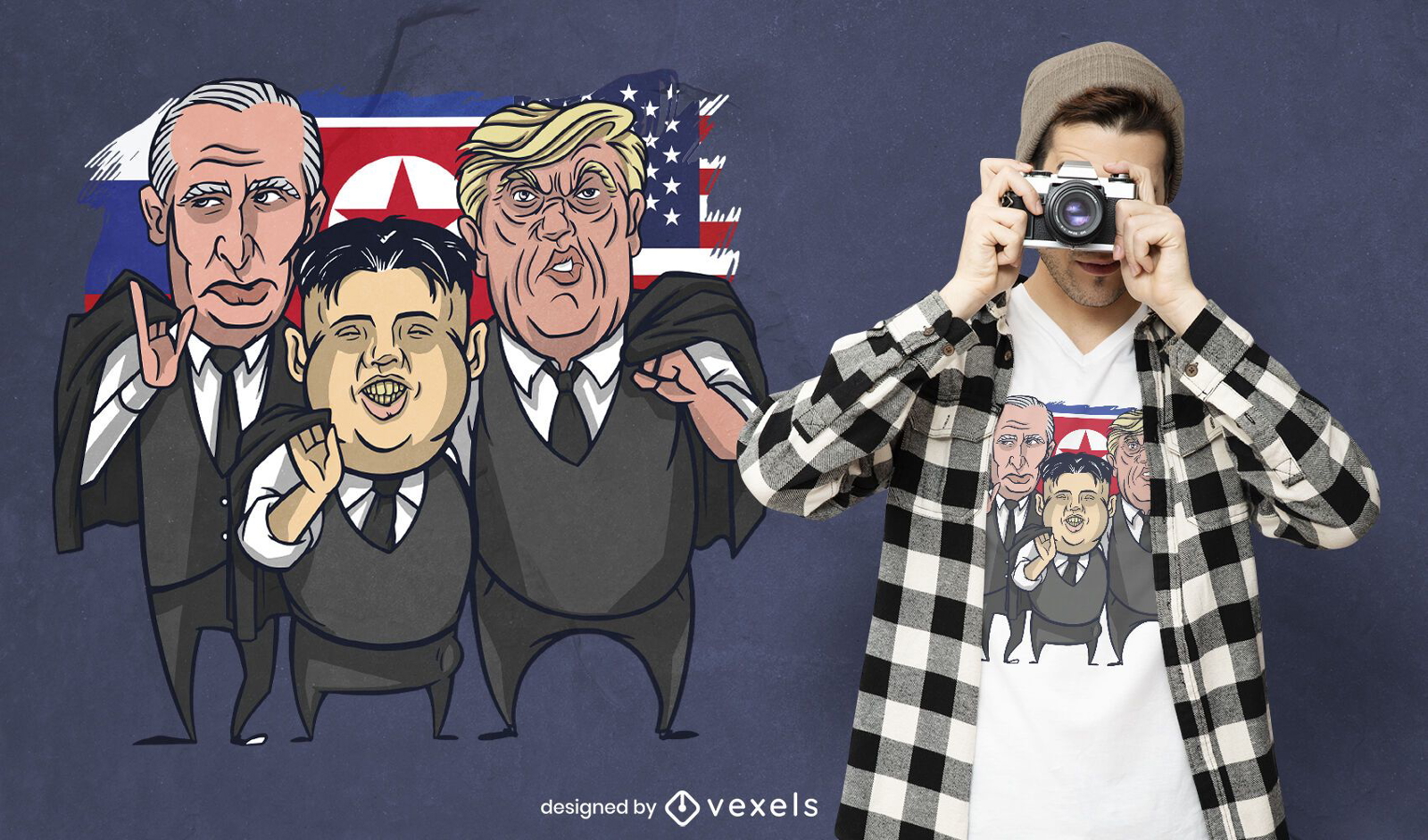 Diseño de camiseta de putin kim trump