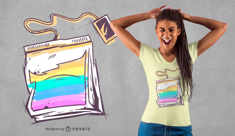 Diseño de camiseta colorida bolsa de té Diseño de camiseta colorida bolsa de té