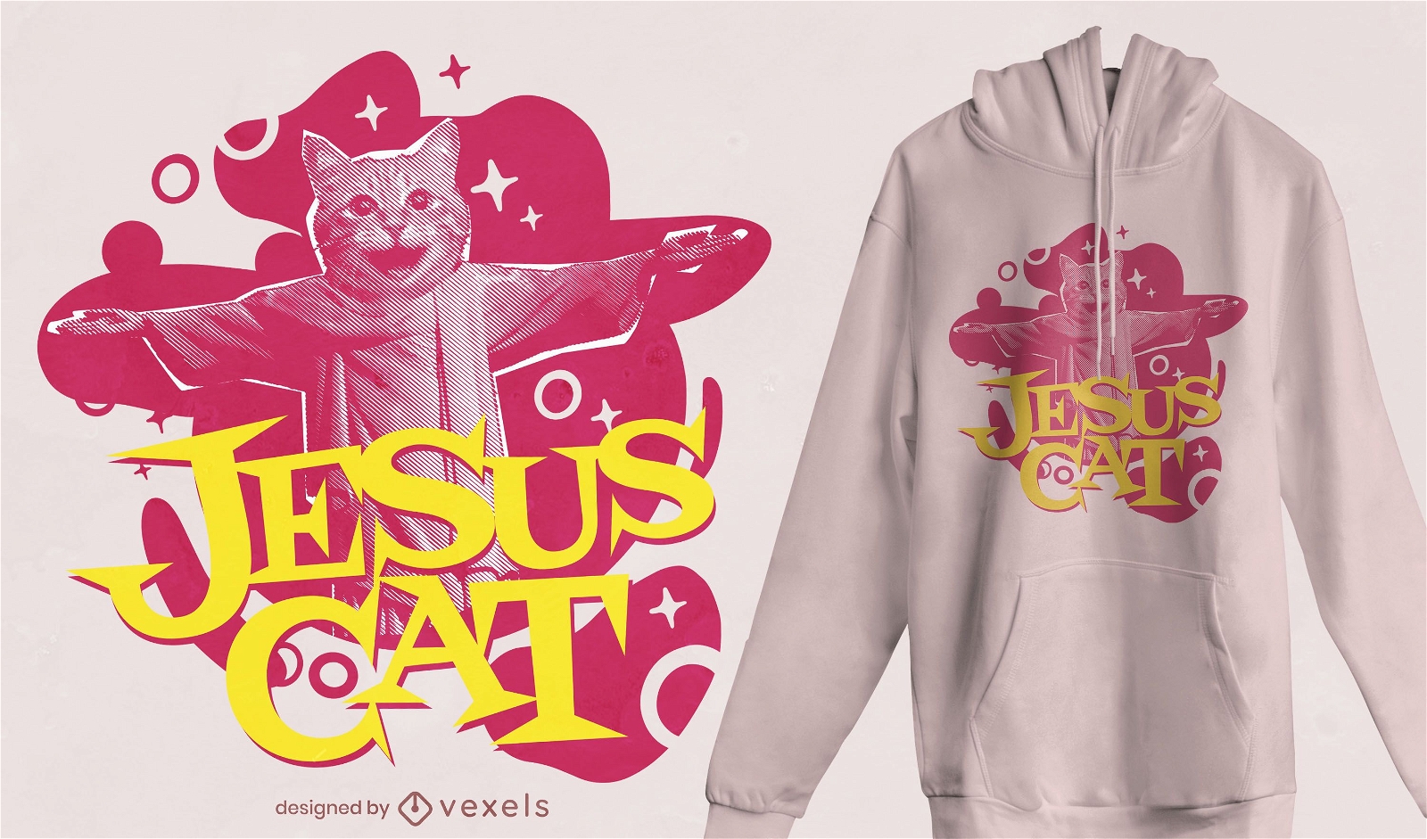 Design de camiseta do gato Jesus
