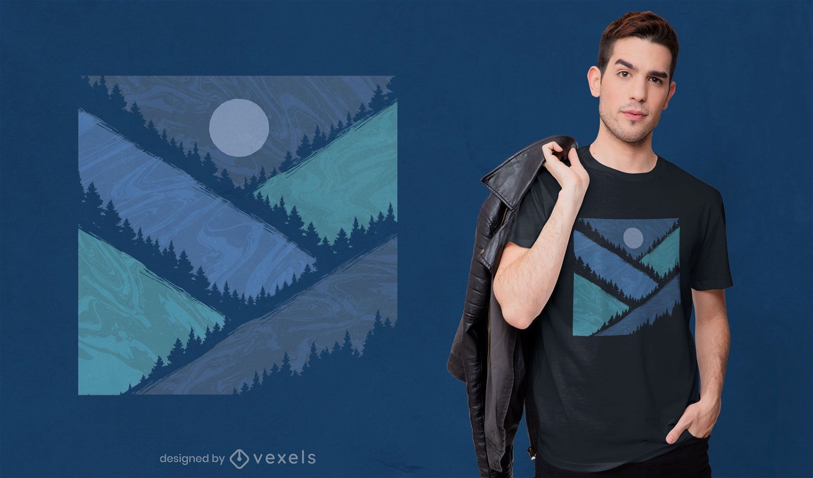Design geométrico de camisetas com montanhas