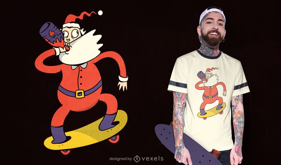 Skater santa t-shirt design Skater santa t-shirt design