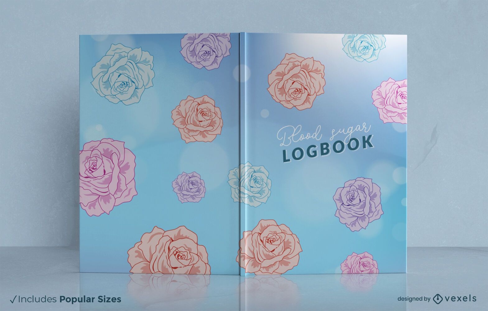 Diseño de portada de libro de rosas coloridas
