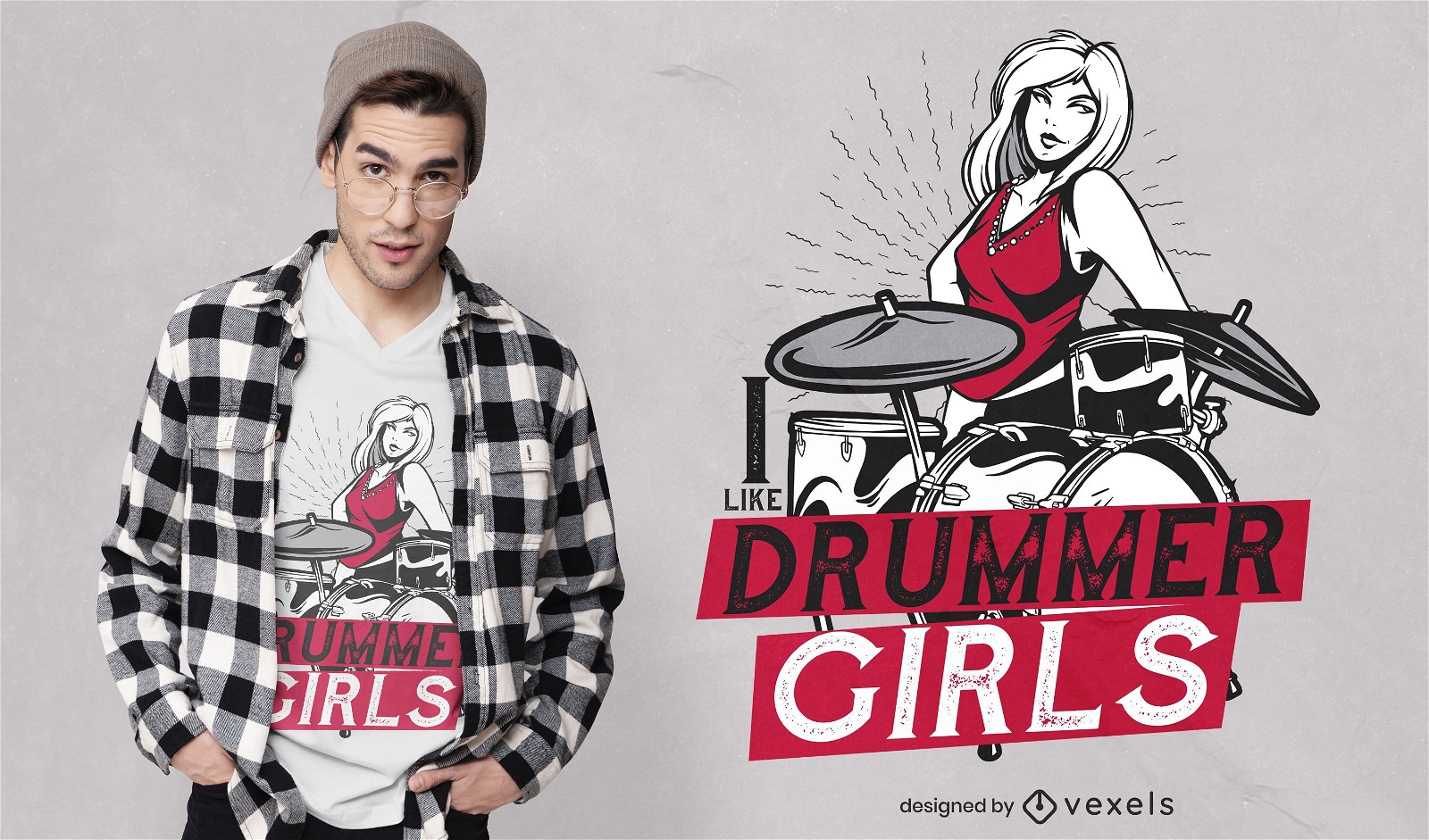 Design de camisetas para meninas bateristas