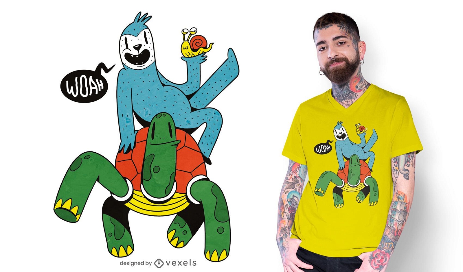 Sloth and turtle t-shirt design