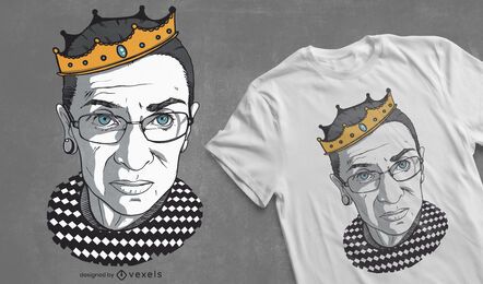 Diseño de camiseta de ruth bader crown