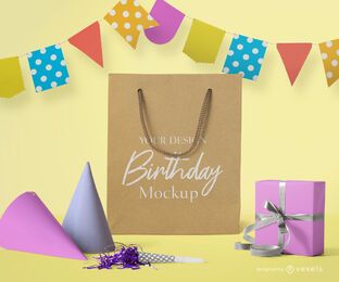 Composición de maqueta de celebración de bolsa de papel