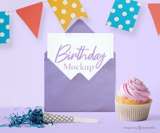 Composición de maqueta de fiesta de tarjeta de cumpleaños