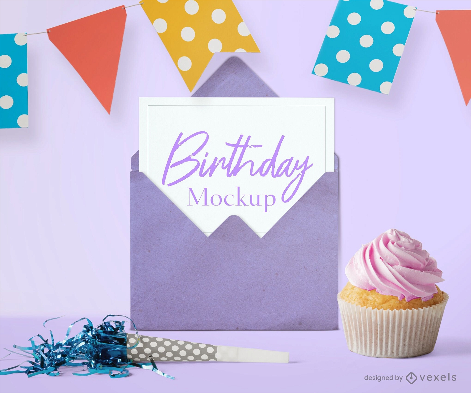 Birthday card party mockup composition
