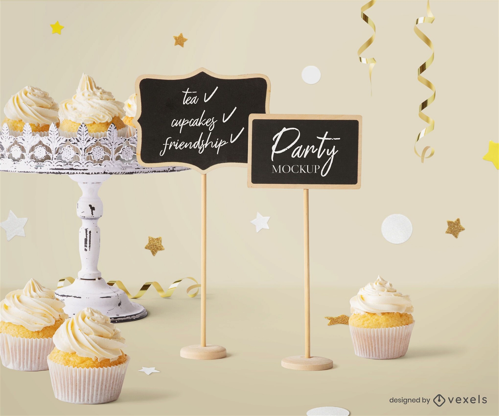 Mini chalkboards party mockup composition