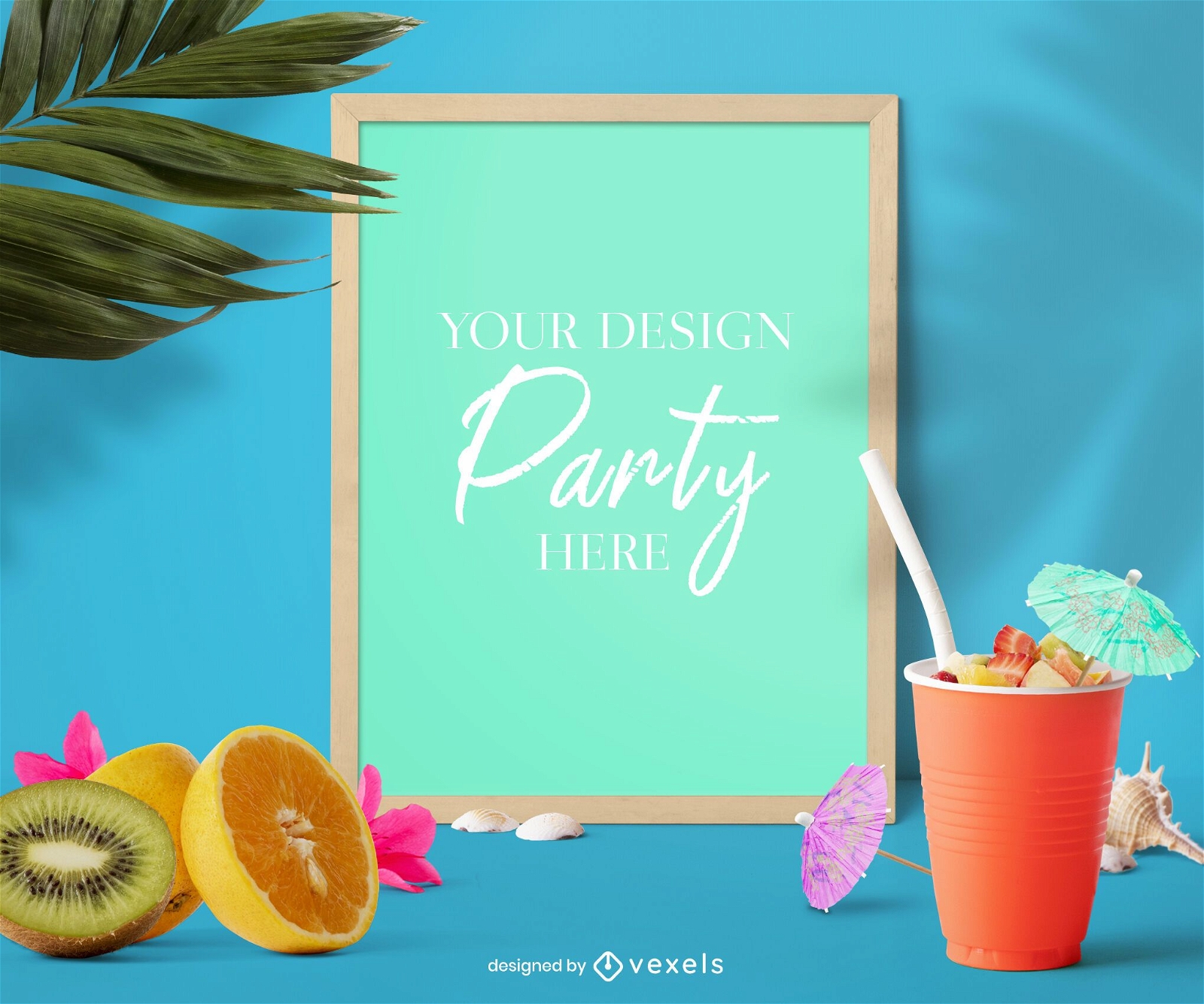 Pool party frame mockup composition