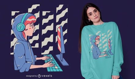 Coding girl t-shirt design