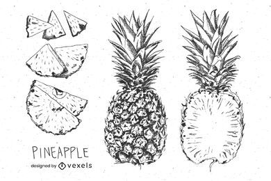 Hand drawn pineapple set design