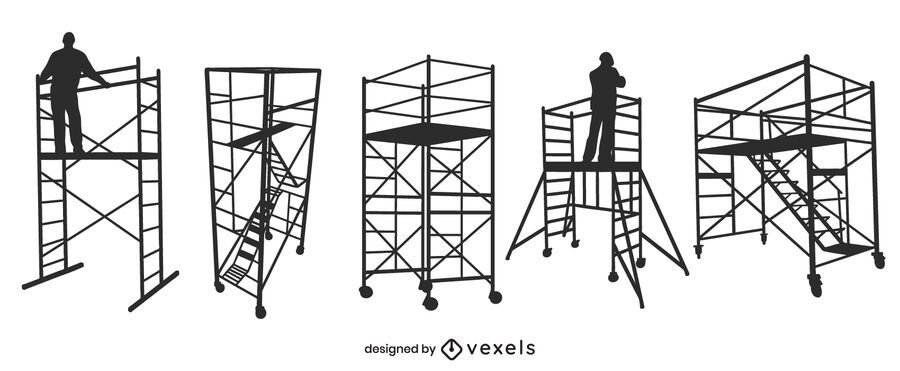 Scaffolding silhouette set Scaffolding silhouette set