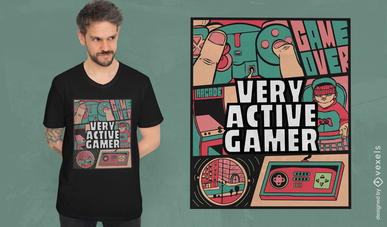 Aktives Gamer-T-Shirt-Design