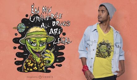 Stoned alien t-shirt design