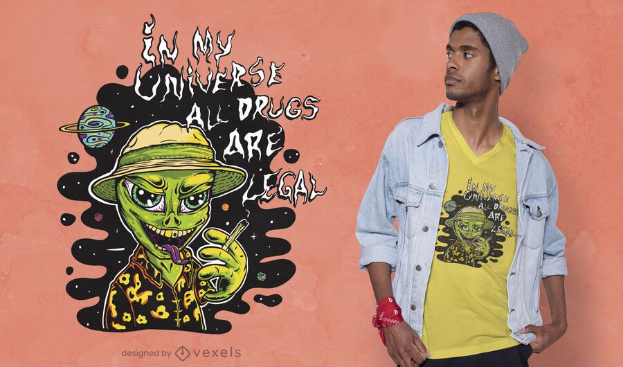 Design de camiseta alienígena chapada Design de camiseta alienígena chapada