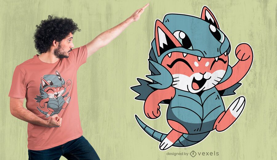 Design de camiseta dragão gato Design de camiseta dragão gato
