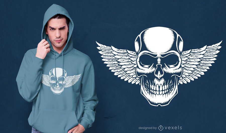 Design de camiseta com caveira alada Design de camiseta com caveira alada