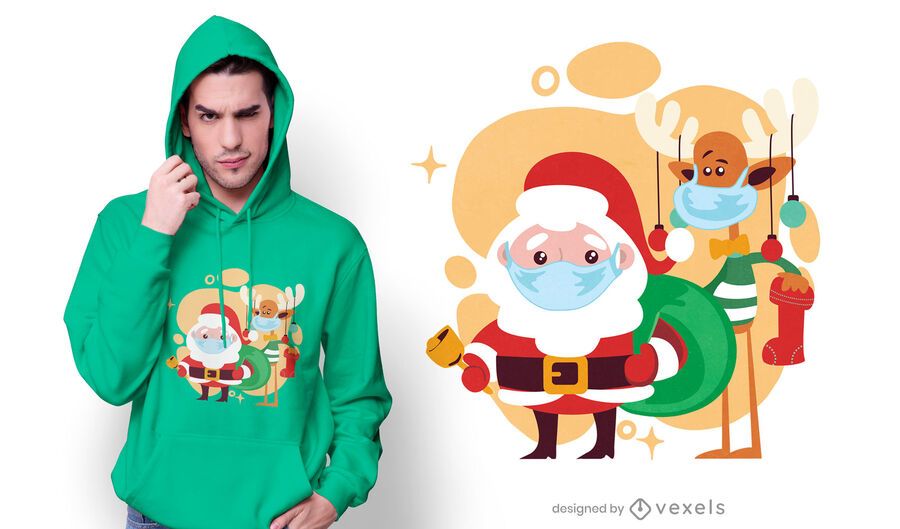 Lindo diseño de camiseta de personajes navideños. Lindo diseño de camiseta de personajes navideños.