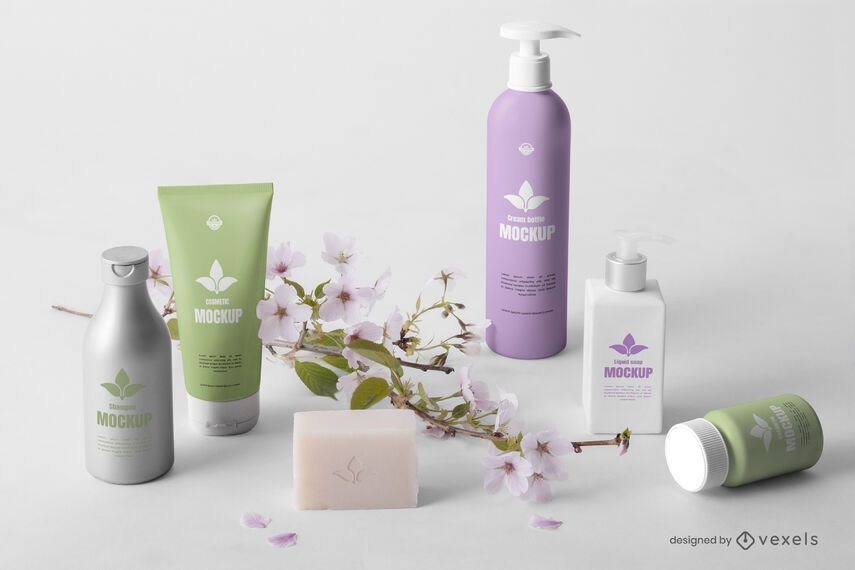 Beauty bottles mockup composition Beauty bottles mockup composition