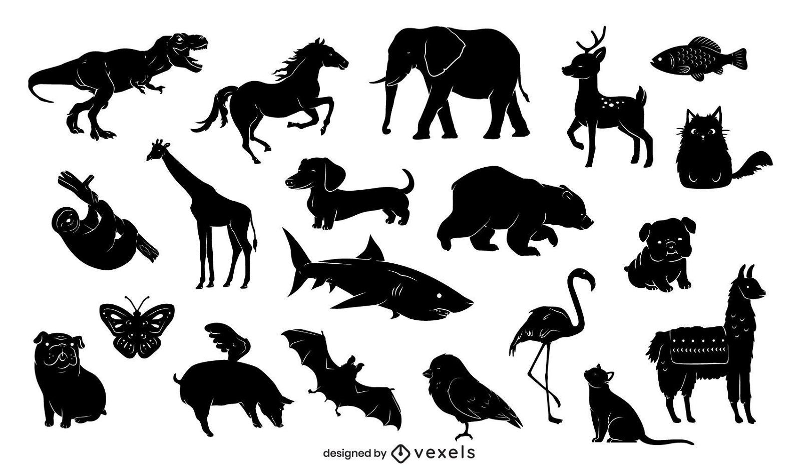 Conjunto de diseño de silueta de animales