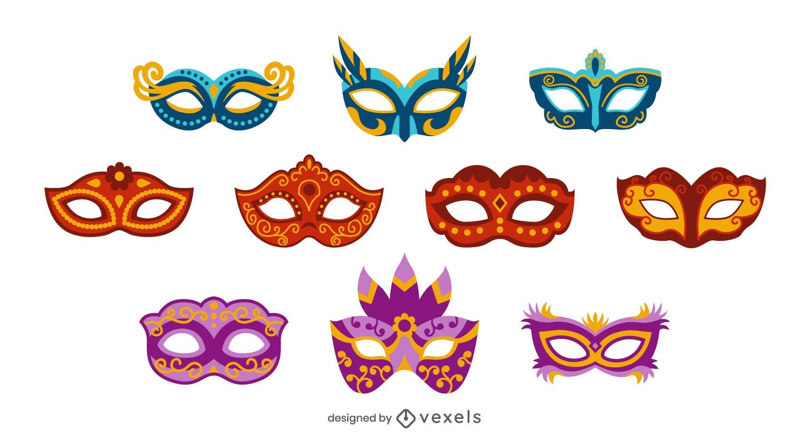Karnevalsmasken Design-Set