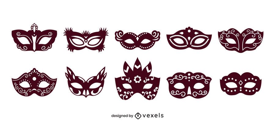 Carnival mask solid fill set Carnival mask solid fill set