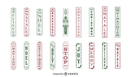Christmas quote vertical label set