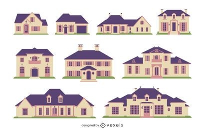 Colección plana casas de campo
